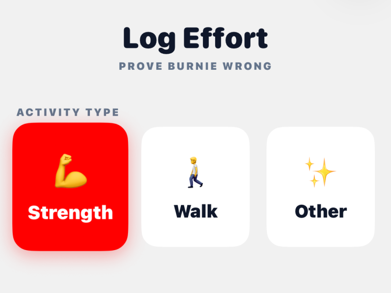 Effort logging screen