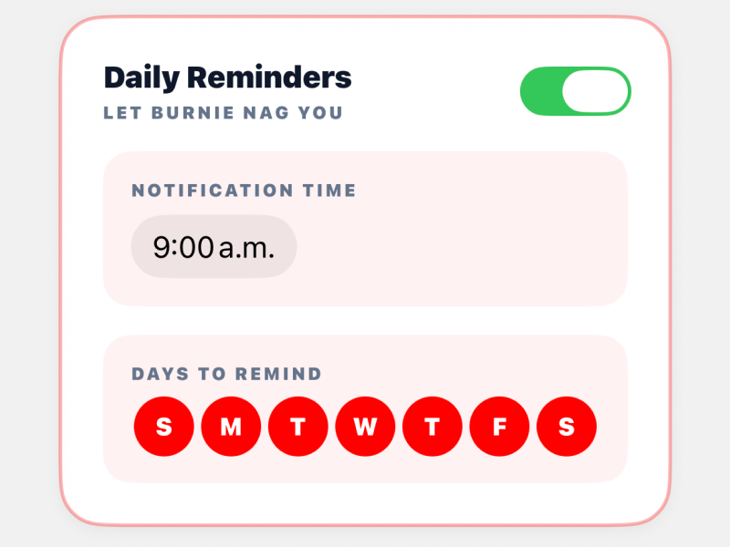 Daily reminder screen